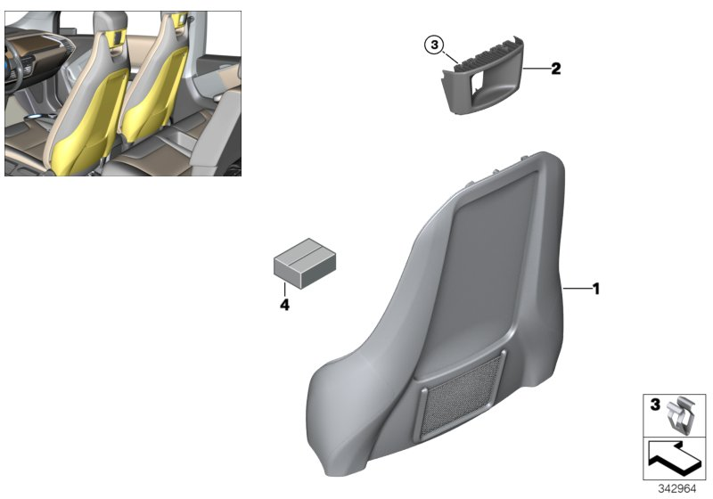 BMW 52107399319 Set Of Fittings For Backrest Rear Panel