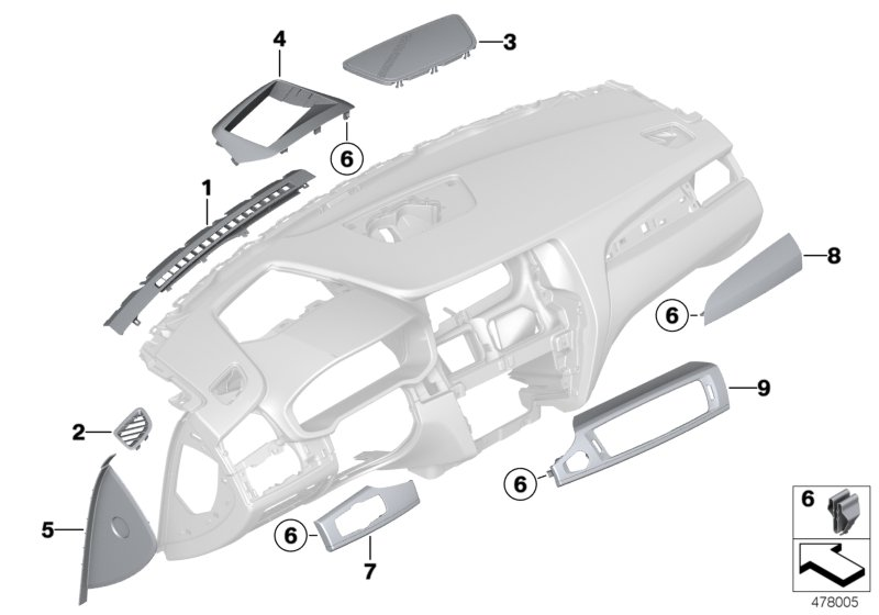 BMW 51459218691 COVER, DASHBOARD, LEFT