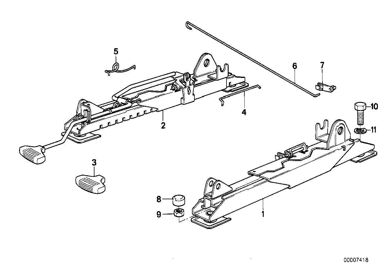 BMW 52101952469 Seat Rail Inner Left