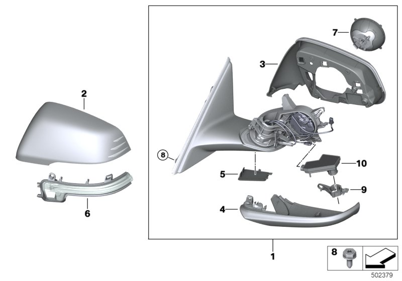 BMW 51169853545 OUTSIDE MIRROR HEATED WITH M