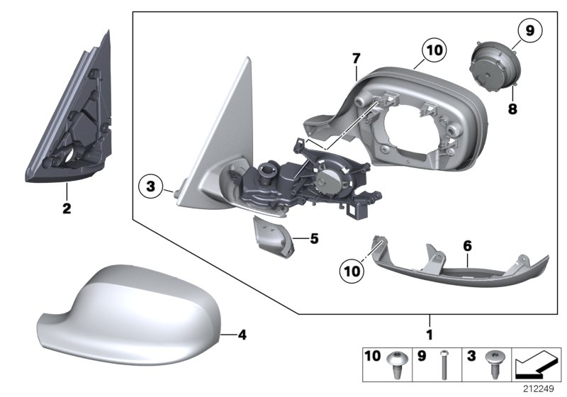 BMW 51162993773 Heated Outside Mirror, Memory Bus, Left