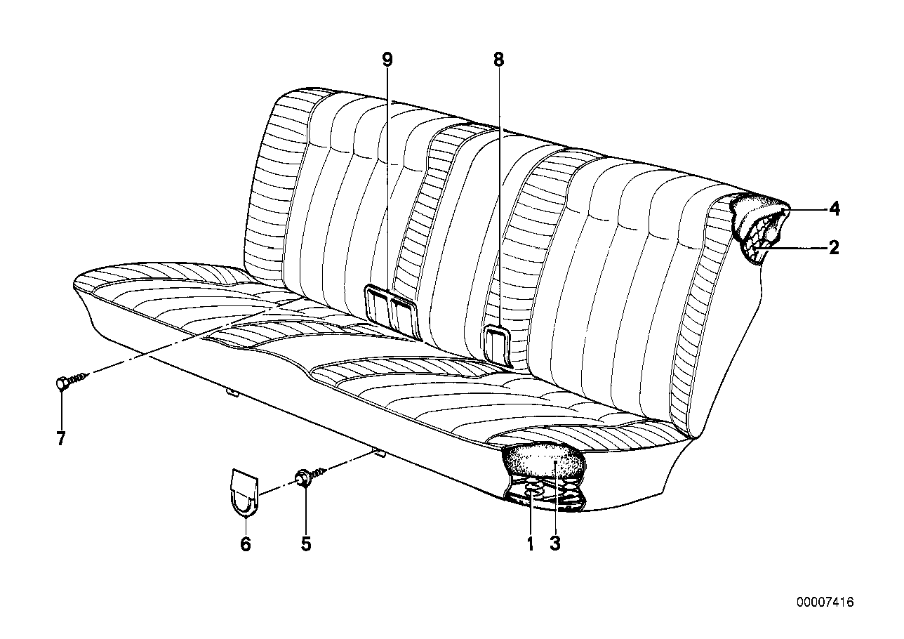 BMW 52201939990 Pad Seat Backrest Rear