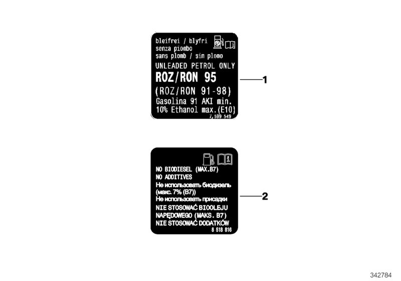 BMW 71228651057 Label "Premium Fuel Unleaded"