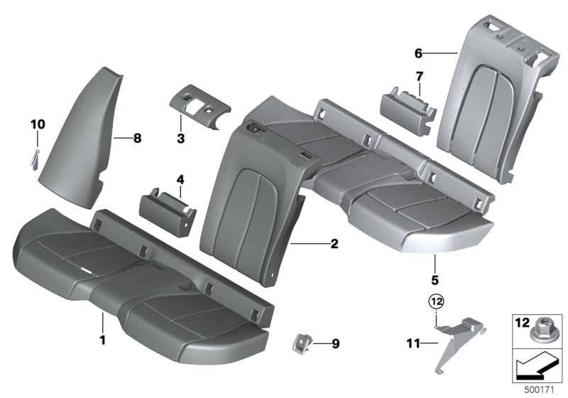 BMW 52208096803 COVER, BASIC BACKREST, LEATH