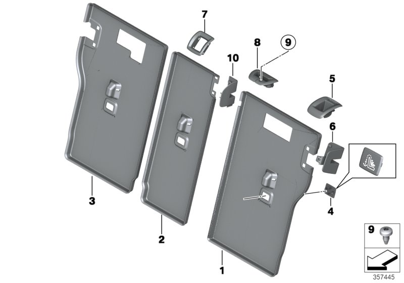 BMW 52207306112 TRIM BACKREST, LEFT