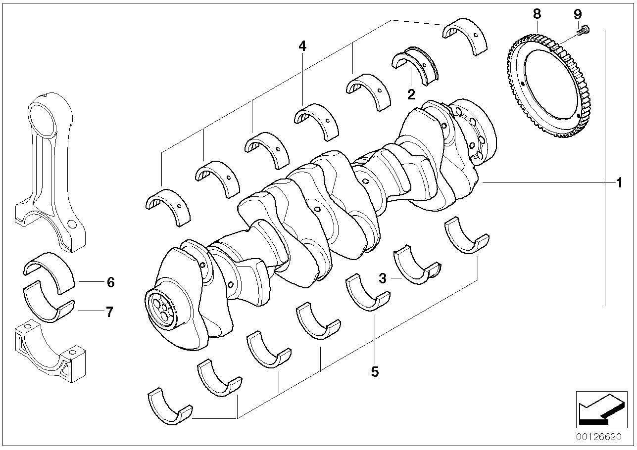 BMW 11210304426 Crankshaft With Bearing Shells