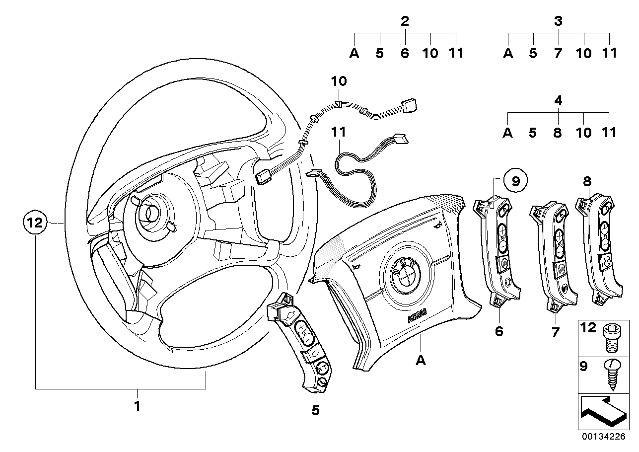 BMW 32303413850 Airbag Module, Driver'S Side