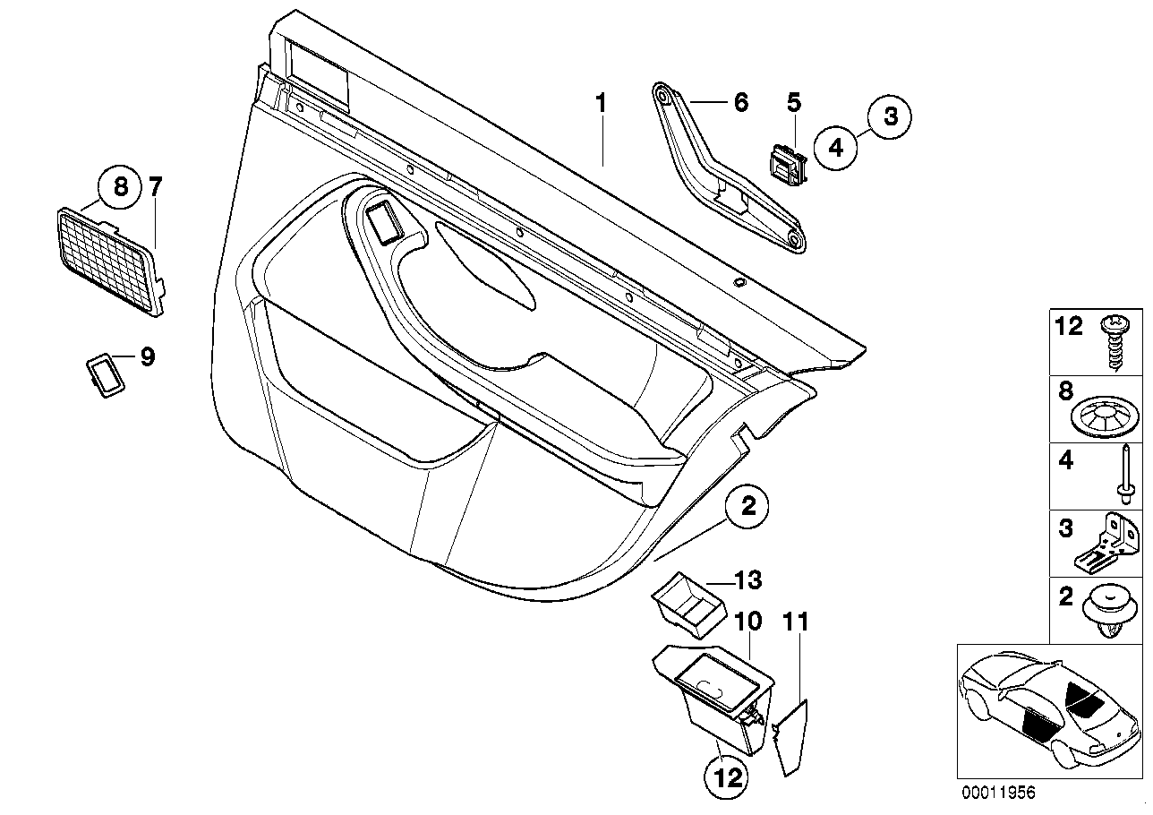 BMW 51422698163 Door Trim Panel, Rear, Left