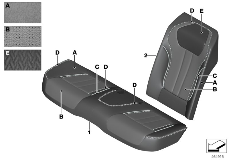 BMW 52207994536 COVER, BASE, BACKREST, PERF.