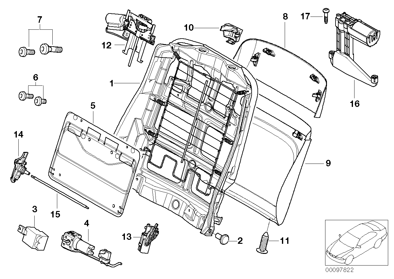 BMW 52107057772 Seat Rear Panel With Pocket, Bottom