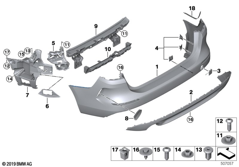 BMW 51127490940 COVER, BUMPER, REAR RIGHT