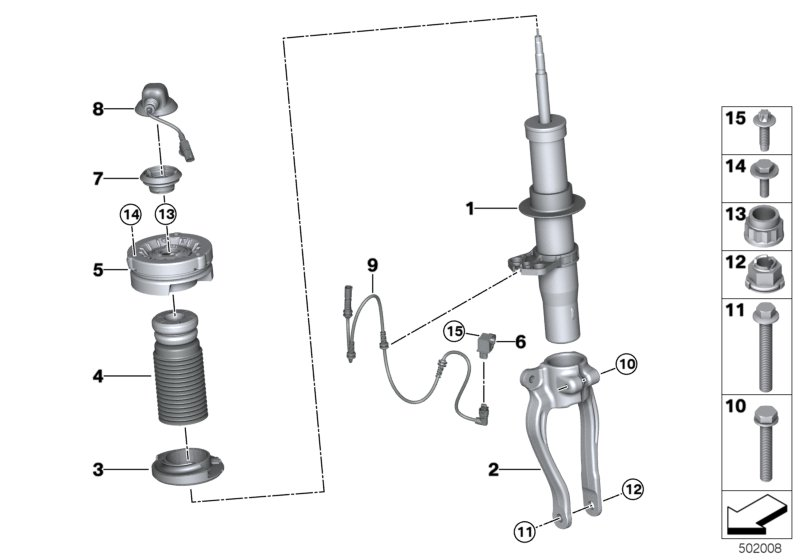 BMW 31307856899 SPRING STRUT, EDC, FRONT LEF