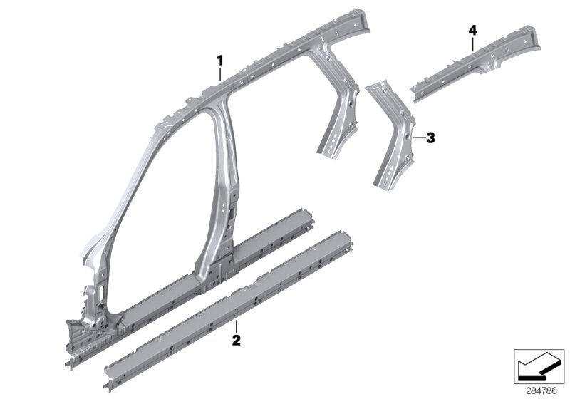 BMW 41007297965 Side Frame, Middle Left