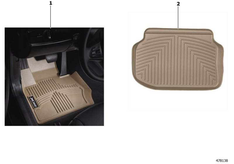 BMW 82112336713 All Weather Floor Liners, Rear - Black