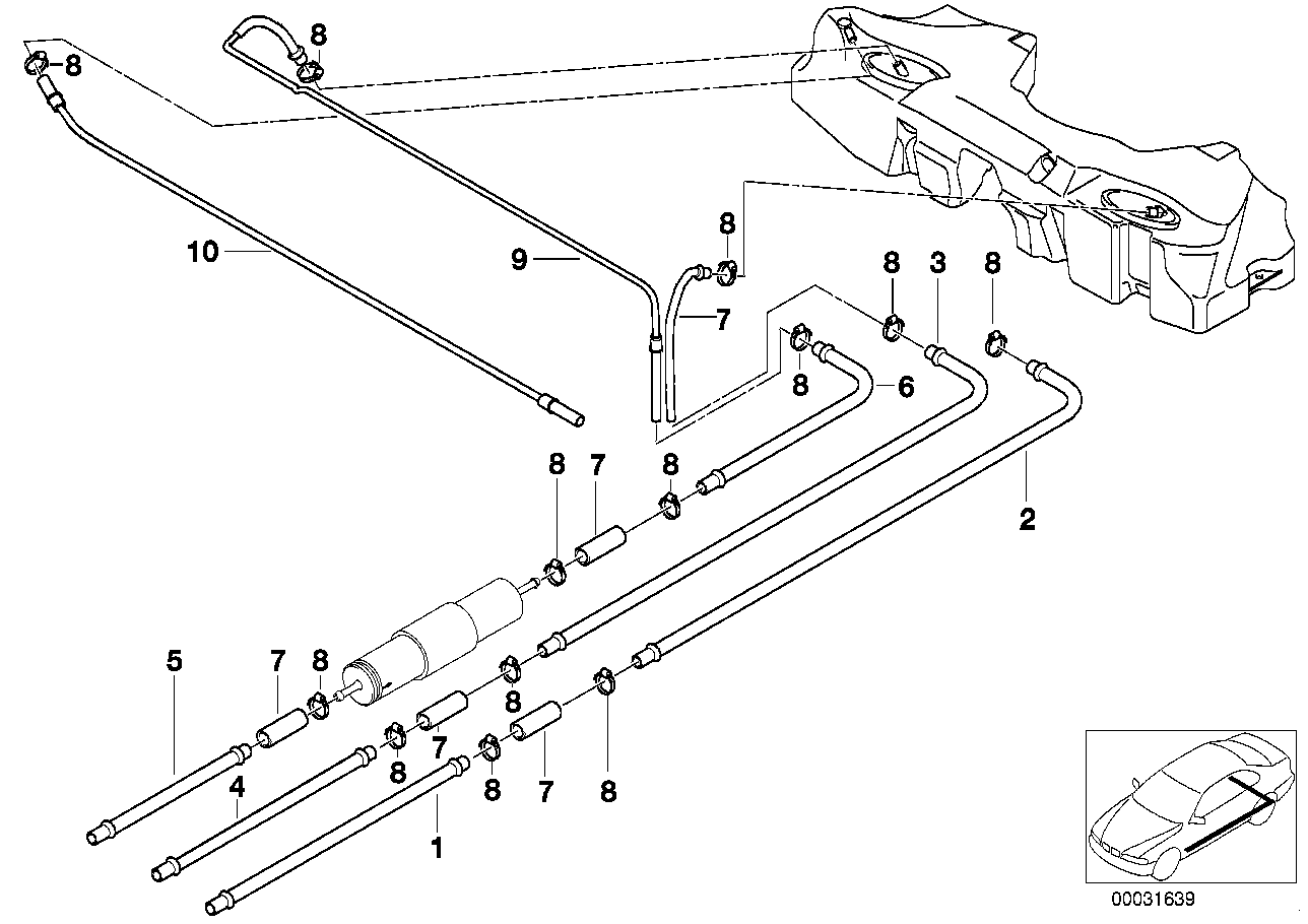 BMW 16121183613 Front Fuel Return Line