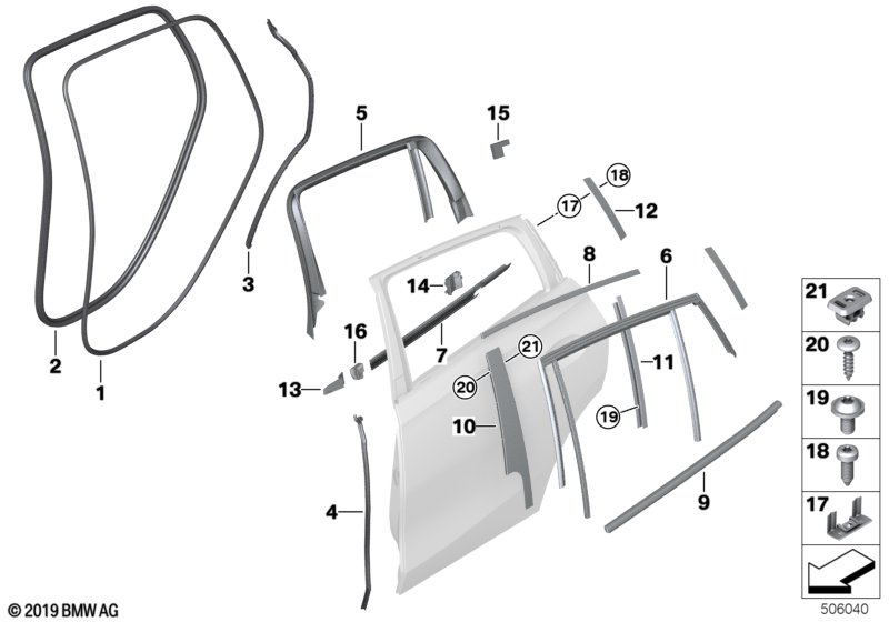 BMW 51767437805 WEATHERSTRIPPING, B-PILLAR