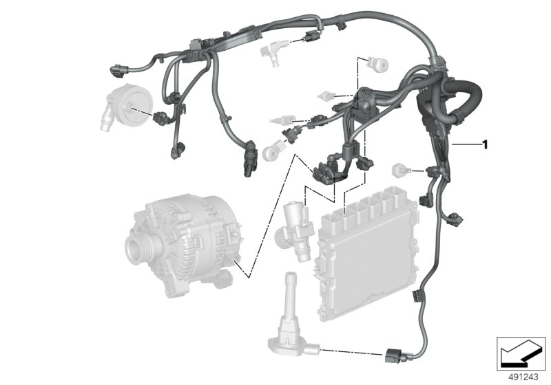 BMW 12518743493 WIRING HARNESS, ENG. SENSORI