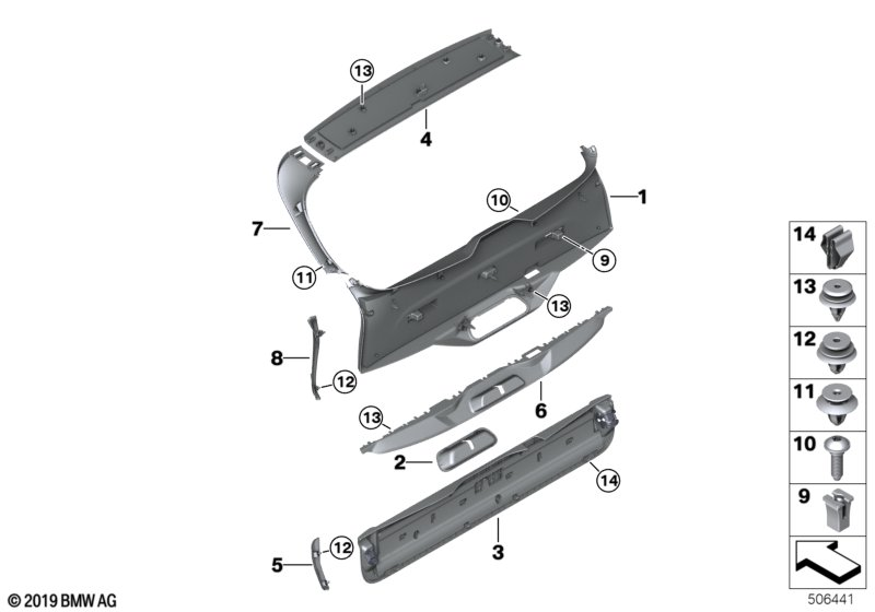 BMW 51497442967 UPPER TRUNK LID TRIM PANEL