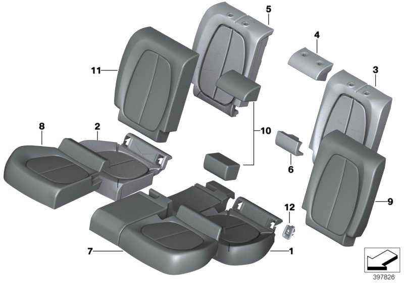 BMW 52207413955 LEFT REAR CLOTH/LEATHER BACK