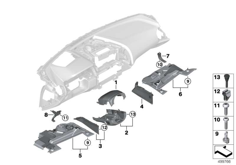 BMW 51458099374 COVER PANEL TUNNEL PASSENGER