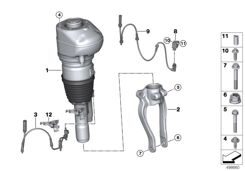 BMW 37107915946 AIR SPRING STRUT, FRONT RIGH