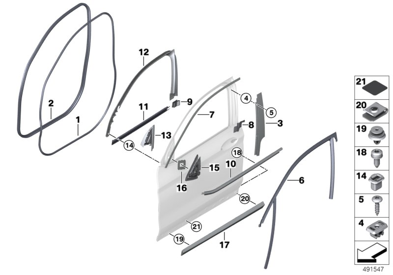 BMW 51332713636 Window Guide For Trim Front Door Right