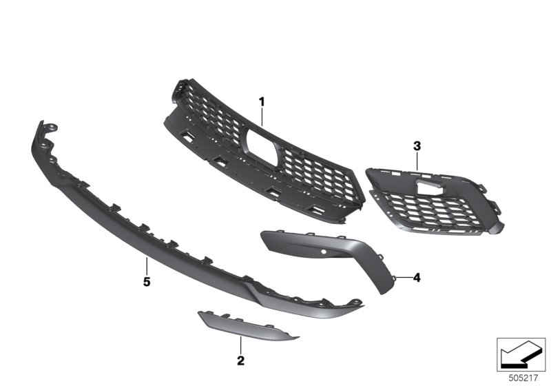 BMW 51118080766 GRILL, AIR INTAKE, CENTER