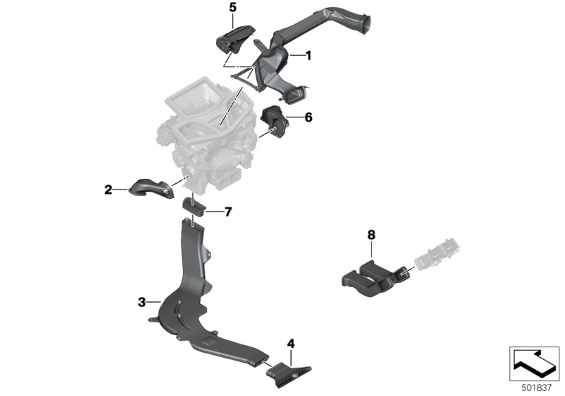 BMW 51169396475 AIR CHANNEL CENTER