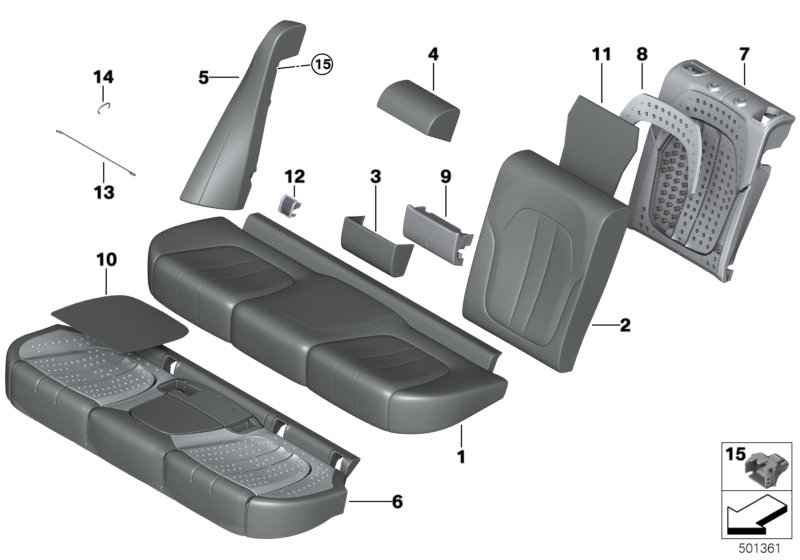 BMW 52205A055E2 BASIC BACKREST LEATHER COVER