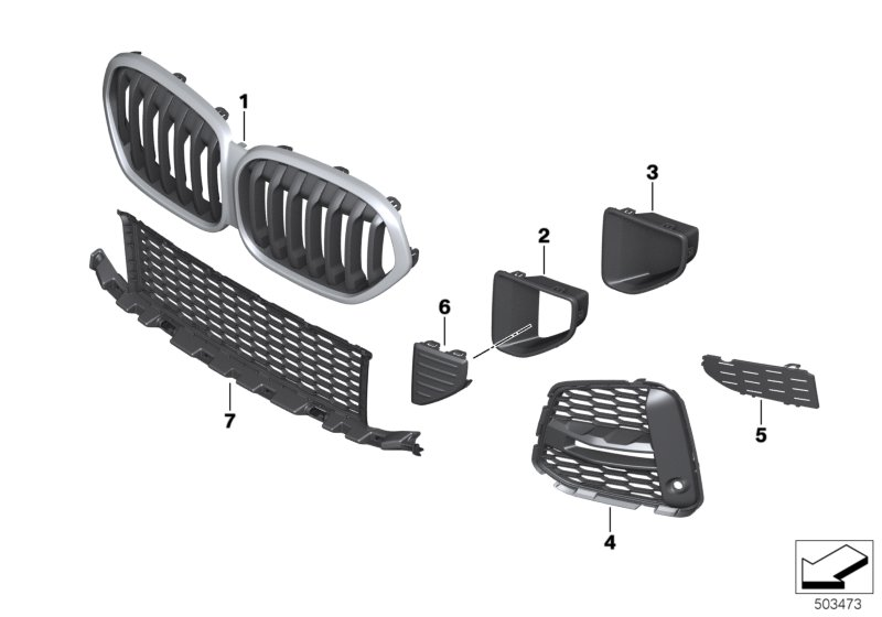 BMW 51118075892 COVER, GRILL, RIGHT