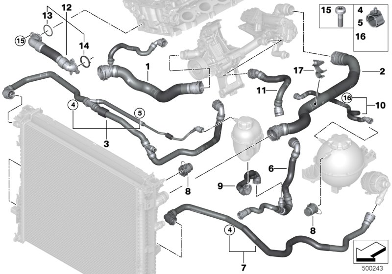 BMW 17125A022E3 HOSE COOLANT RADIATOR INTAKE