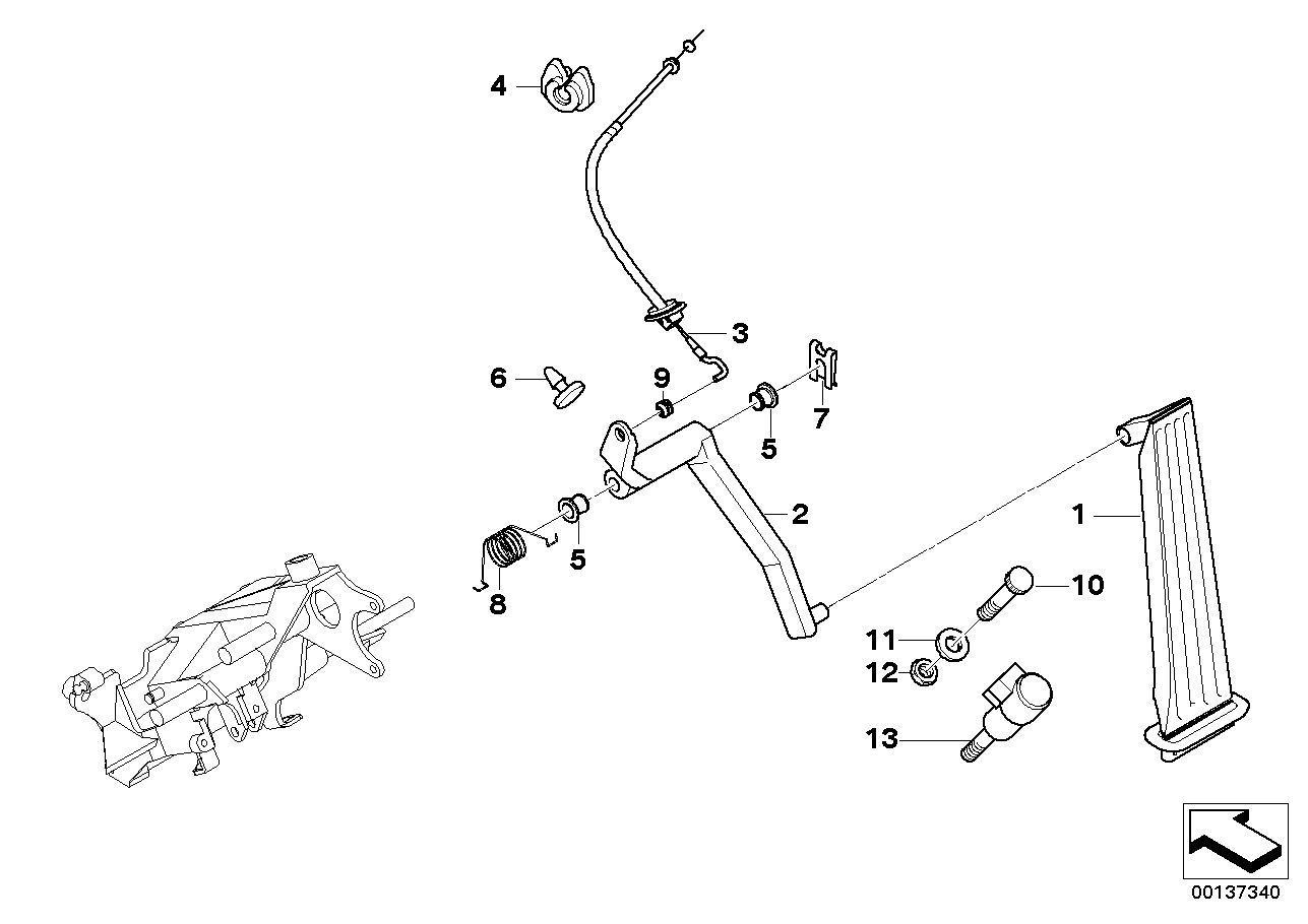 BMW 35411161724 Shaft, Accelerator Pedal