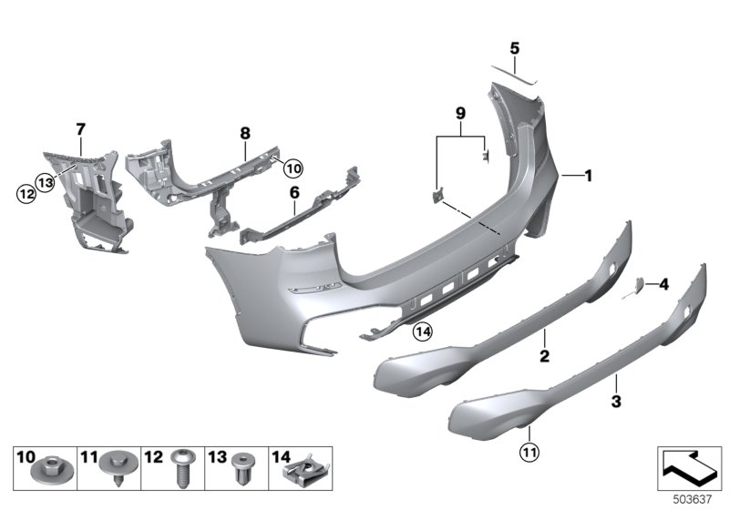 BMW 51128075871 TRIM PANEL, BUMPER, REAR, BO