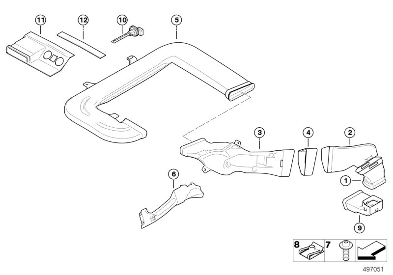 BMW 64227032951 Air Duct, Rear Compart. Air Conditioner., Left