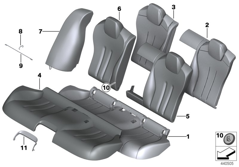 BMW 52208055463 UPHOLSTERY, SEAT REAR PERFOR