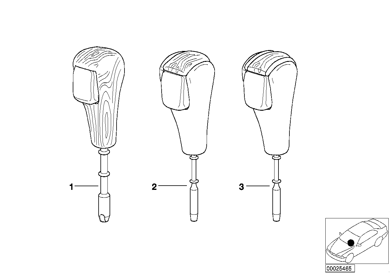 BMW 25168010035 Wooden Selector Lever Handle