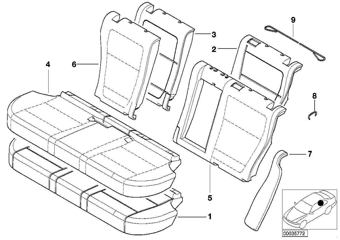 BMW 52207077907 Cover Backrest, Leather, Left