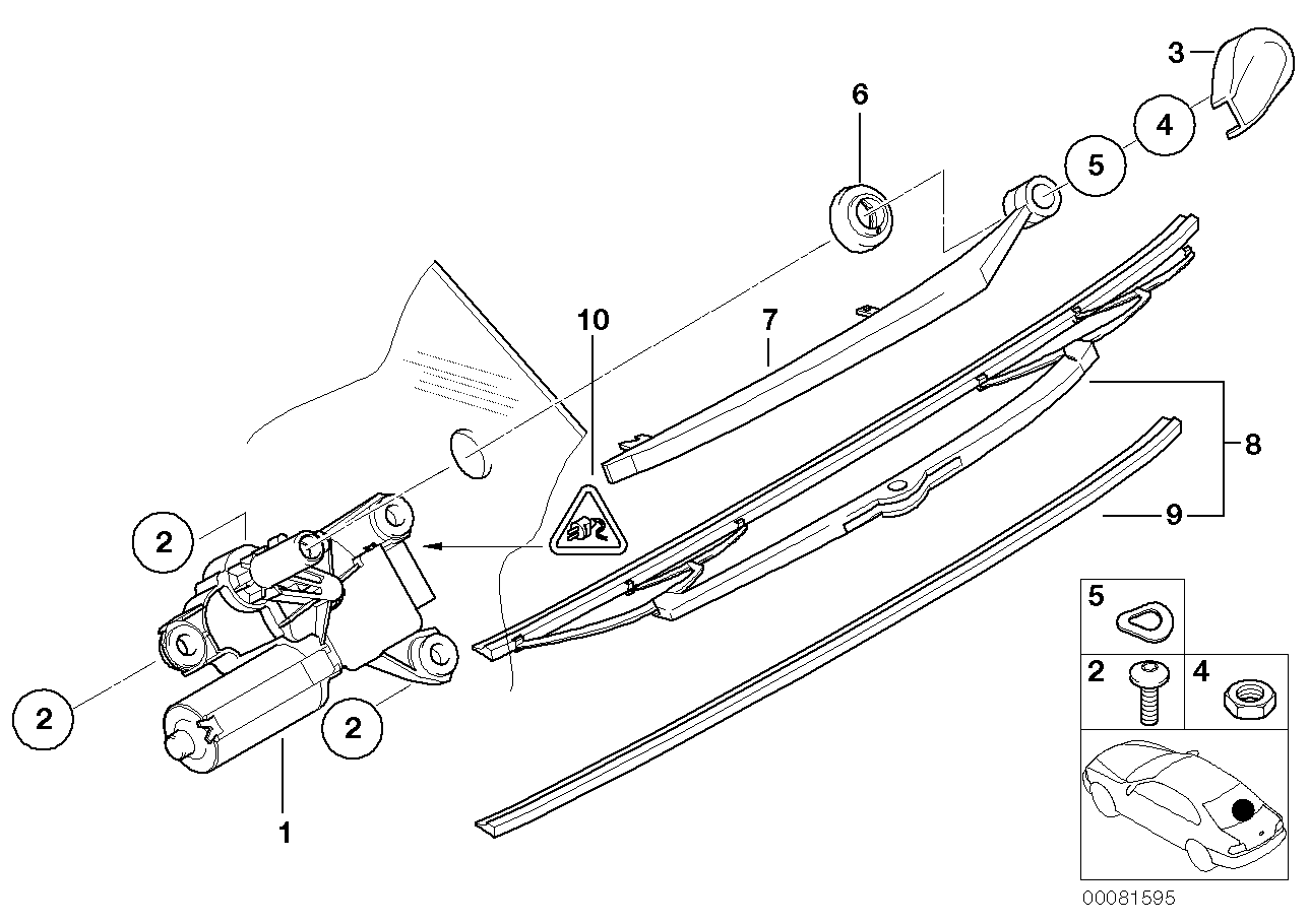 BMW 61627068076 Rear Glass Wiper Arm