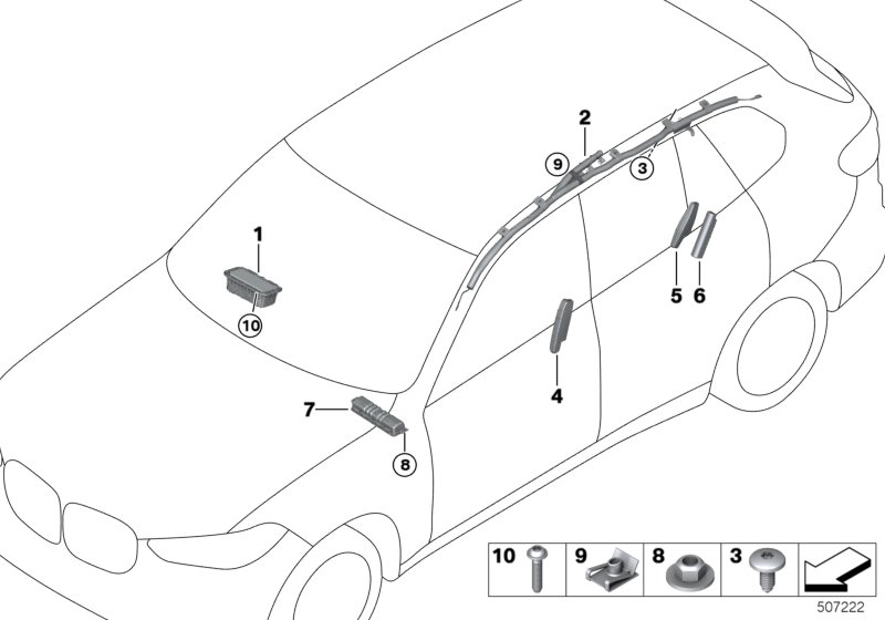 BMW 72127417491 HEAD AIRBAG, LEFT