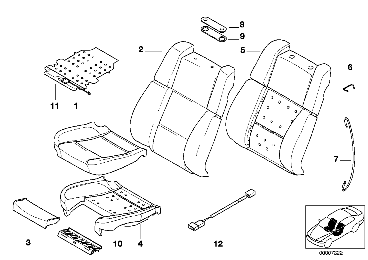 BMW 52108162302 Pad Seat Backrest