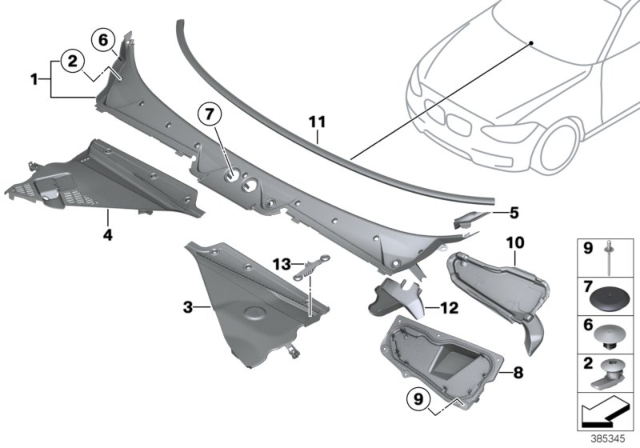 2020 BMW M240i xDrive Trim Panel, Cowl Panel Diagram