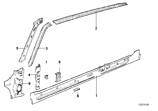 1987 BMW 528e Single Components For Body-Side Frame Diagram