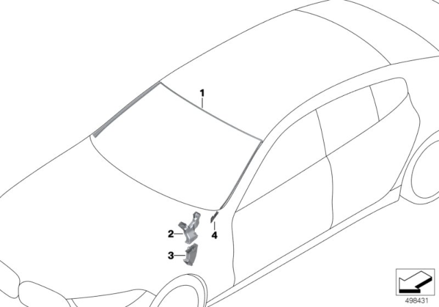 2020 BMW M850i xDrive Gran Coupe G16 Glazing, Mounting Parts Diagram