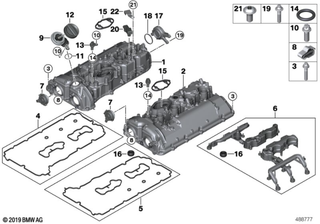 2020 BMW X6 CYLINDER HEAD COVER Diagram for 11128699190