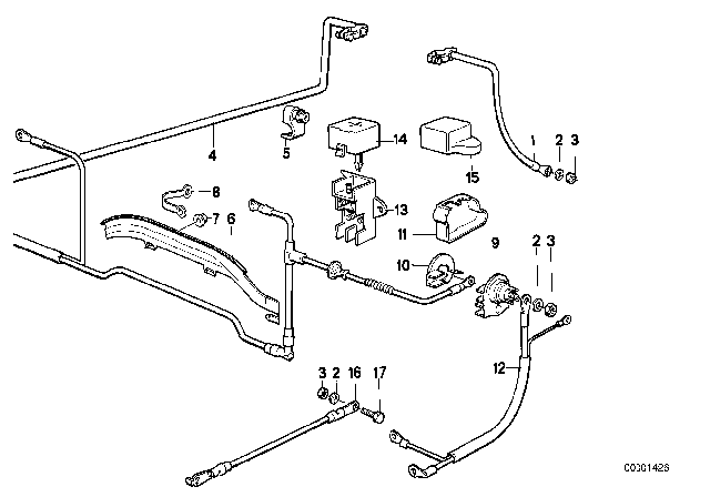 1993 BMW 750iL Negative Battery Cable Diagram for 12421719713