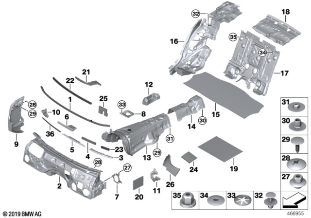 2019 BMW 750i Clip, Ball Mounting Diagram for 07147354230