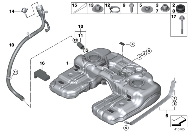 2011 BMW X6 Fuel Tank Mounting Parts Diagram