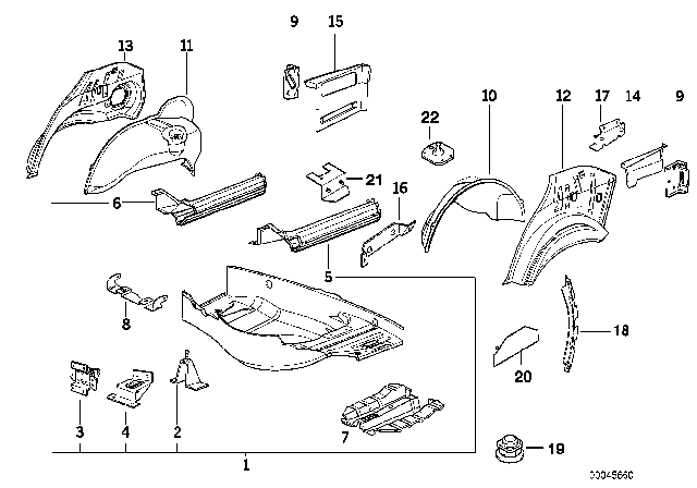1993 BMW 325i Trunk Floor Diagram for 41128171148