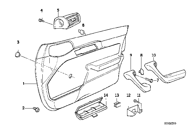 1991 BMW 535i Door Lining Vynil Front Right Diagram for 51418102212