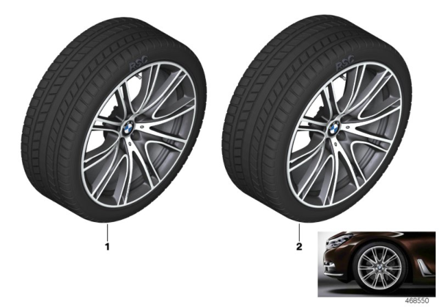 2020 BMW M760i xDrive Winter Wheel With Tire V-Spoke Diagram